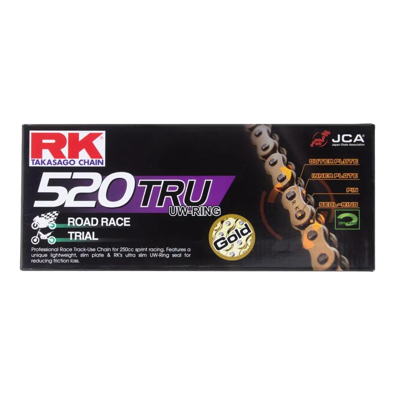 RK CHAIN 520TRU - 120 LINK - GOLD Worldwide Shipping