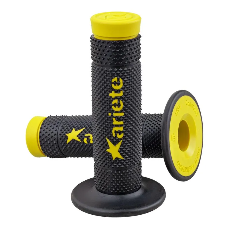 ARIETE GRIPS - VULCAN - OFF ROAD - DUAL COMPOUND - BLACK/YELLOW - 115mm Closed End Direct From Manufacturer