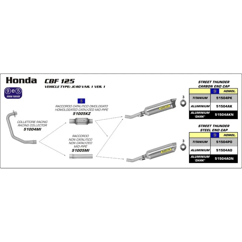 Trusted Brand ARROW 51005MI Link Pipe - Stainless Non CatHONDA CBR 125R 2011 > 2016
