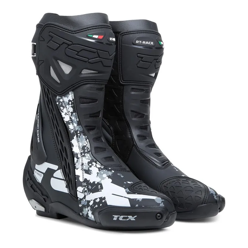 TCX RT-RACE BOOTS BLACK/WHITE/GREY Free Delivery