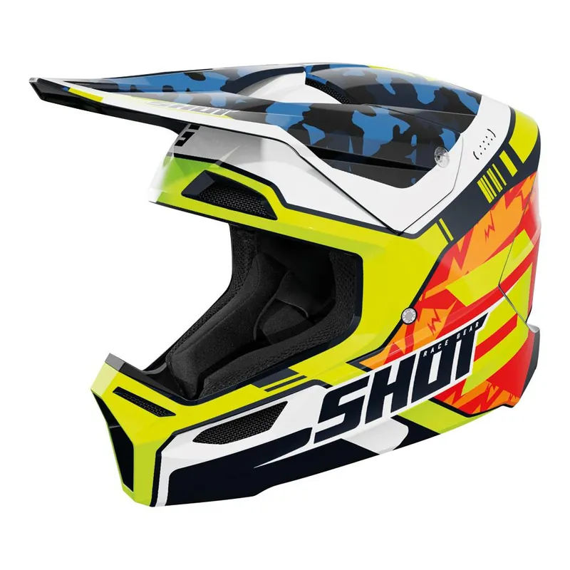 Shot Furious Flash Helmet Blue/Neon Yellow Glossy Genuine