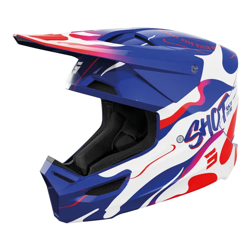 Shot Furious Kid Beast Helmet Blue/Red Glossy In Demand
